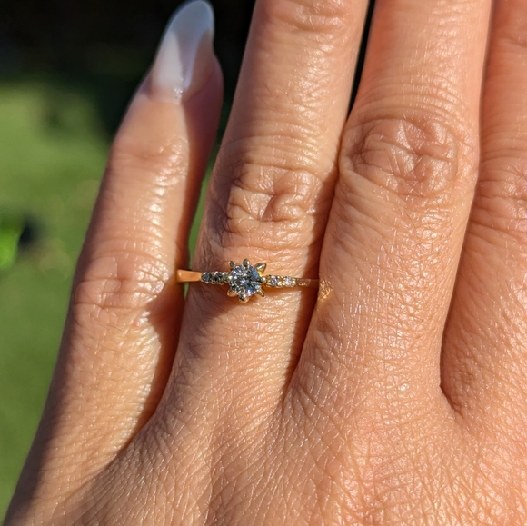 14K Yellow Gold Diamond Engagement Ring - Picture 7 of 9